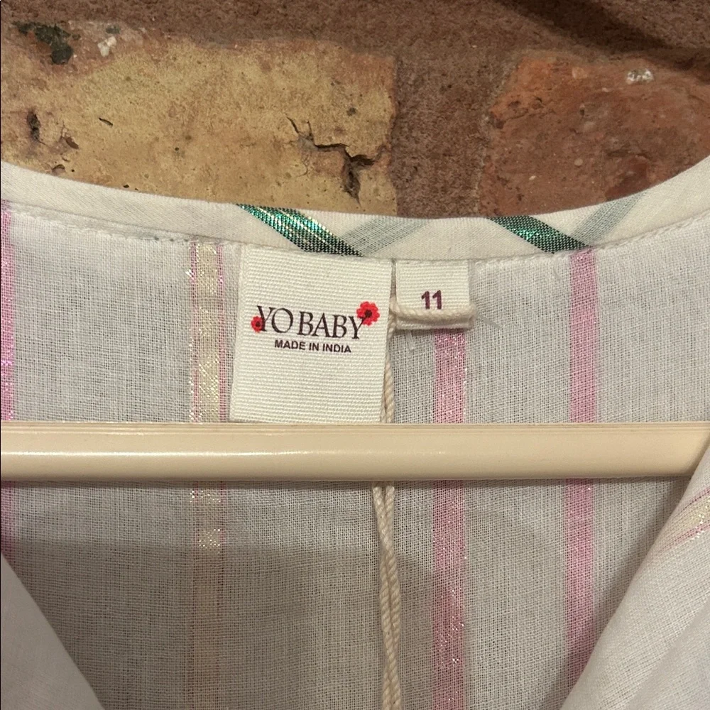 Yo Baby Pink, Green and Gold Stripe Dress